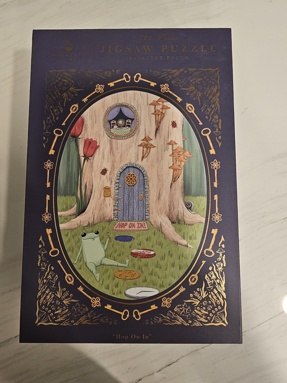 Good Juju Whimsical Frog Treehouse Jigsaw Puzzle - 'Hop On In'